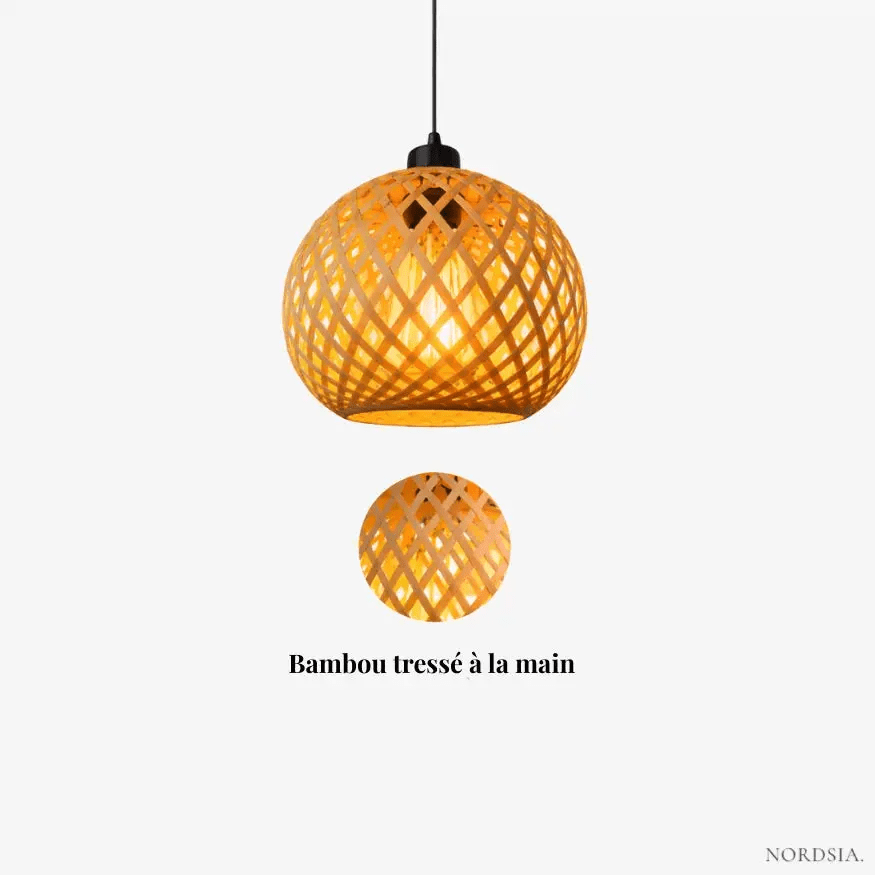 Suspension bambou design sphérique Ø 20 cm | balino - LuminaSeat