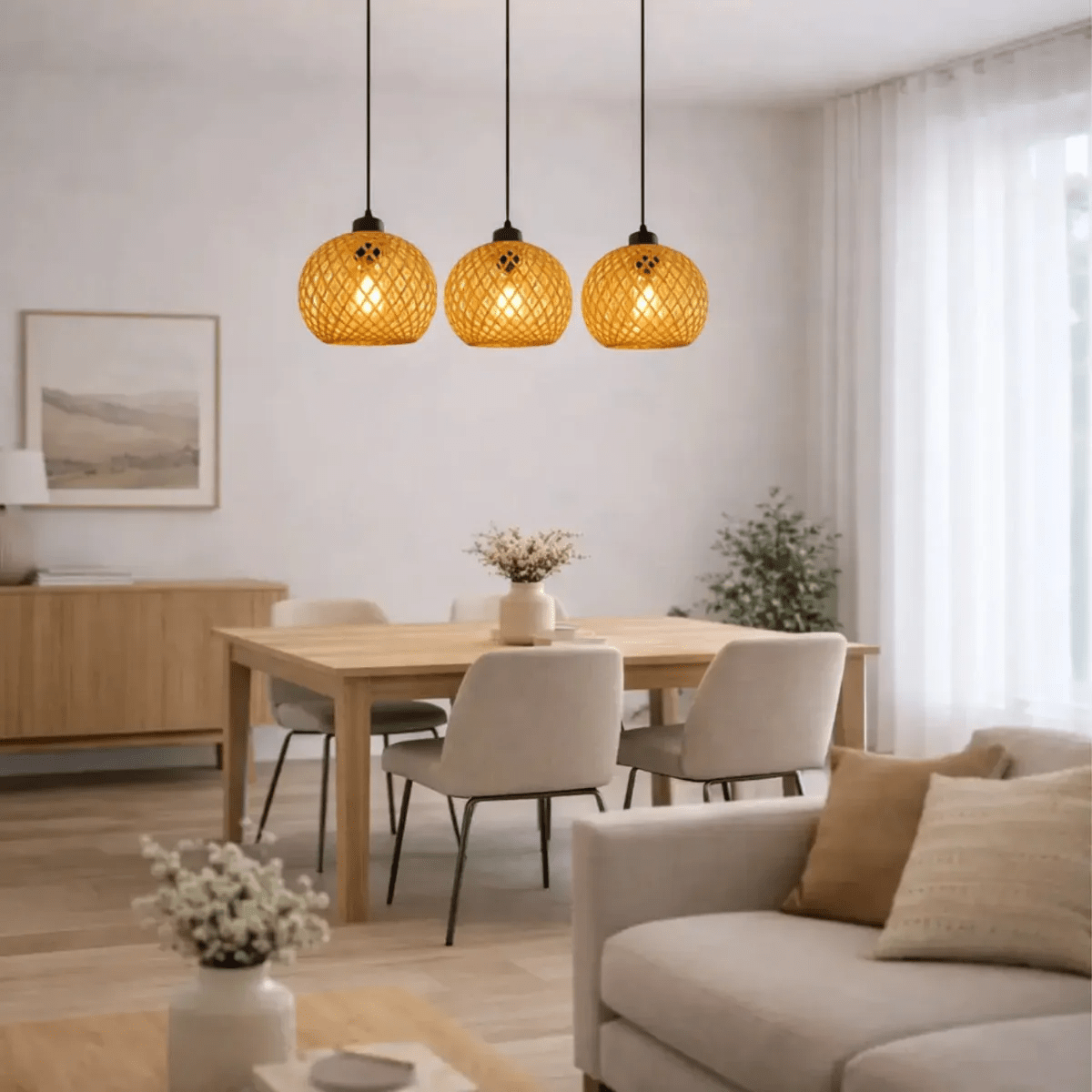 Suspension bambou design sphérique Ø 20 cm | balino - LuminaSeat