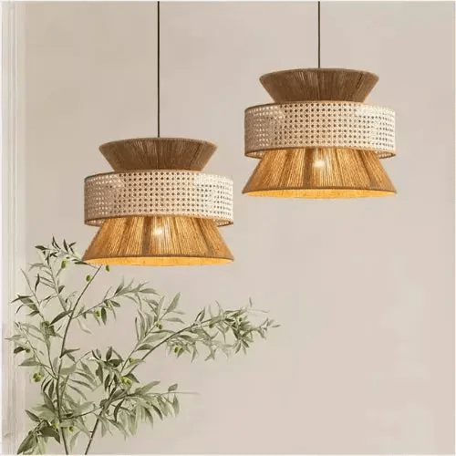 Suspension bambou & rotin naturel Ø 40 cm | Vumao - LuminaSeat