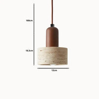 Suspension design épuré en pierre de travertin & bois | Gluoni - LuminaSeat