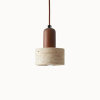 Suspension design épuré en pierre de travertin & bois | Gluoni - LuminaSeat