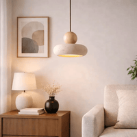 Suspension design minimaliste en travertin & bois | Limae - LuminaSeat