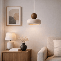 Suspension design minimaliste en travertin & bois | Limae - LuminaSeat