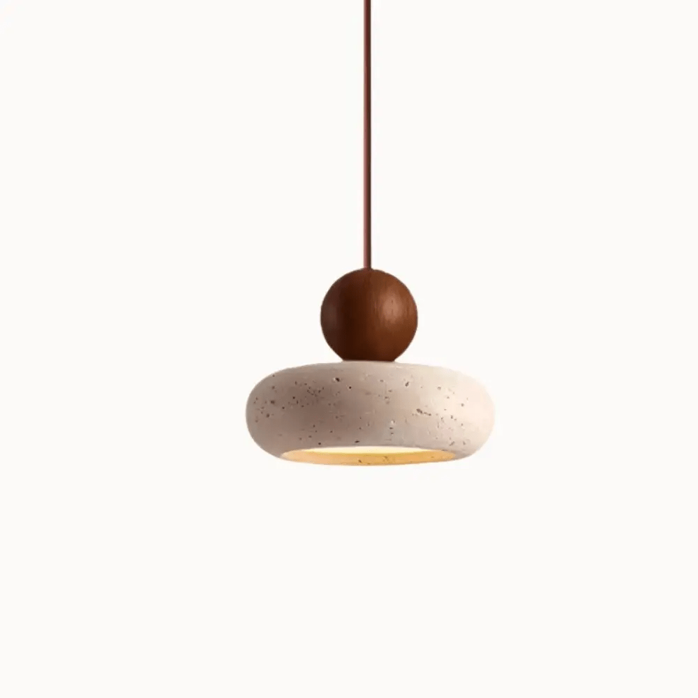 Suspension design minimaliste en travertin & bois | Limae - LuminaSeat