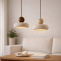 Suspension design minimaliste en travertin & bois | Limae - LuminaSeat