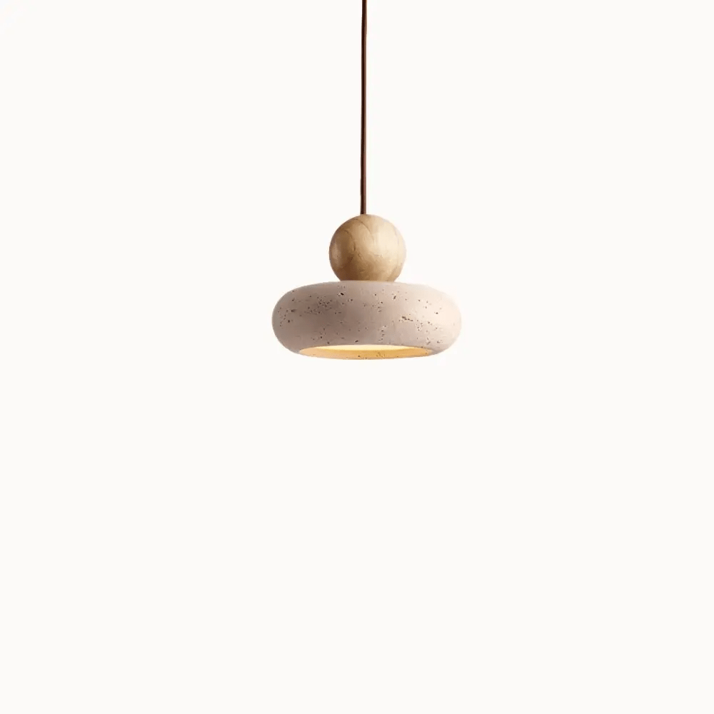 Suspension design minimaliste en travertin & bois | Limae - LuminaSeat