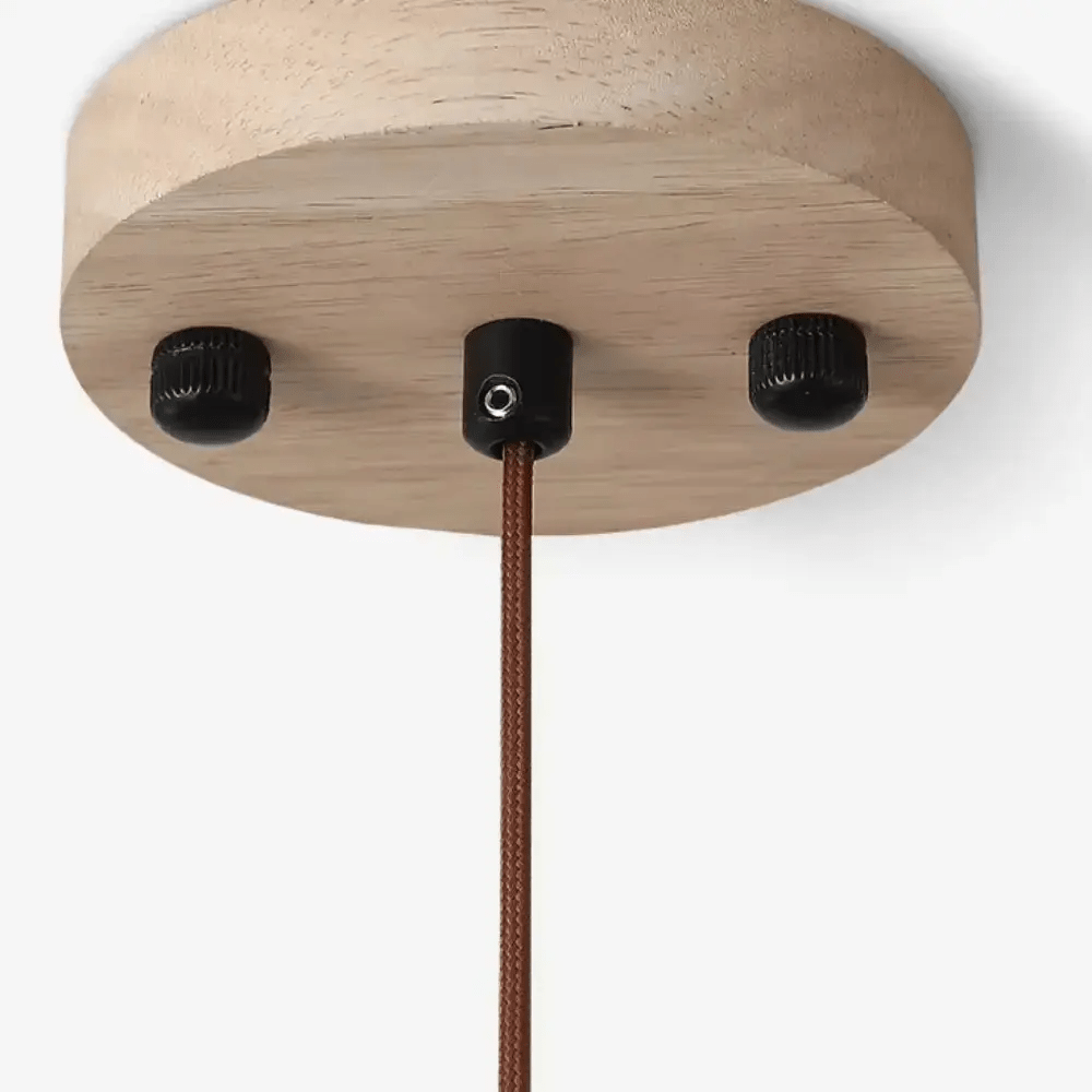 Suspension design scandinave en travertin & bois Ø 30 cm | Platino - LuminaSeat