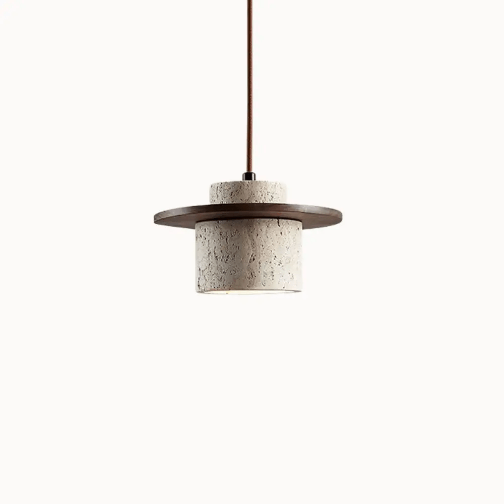 Suspension design scandinave en travertin Ø 20 cm | Nirill - LuminaSeat