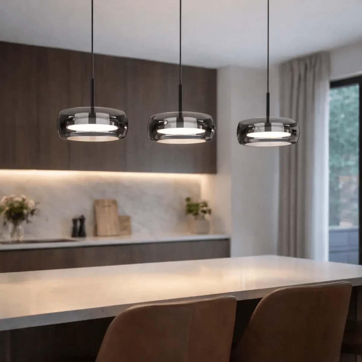 Suspension en verre fumé moderne Ø 20 cm | Lumino - LuminaSeat