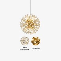 Suspension moderne en cristal & métal doré Ø 35 cm | Iris - LuminaSeat