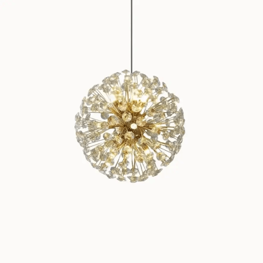 Suspension moderne en cristal & métal doré Ø 35 cm | Iris - LuminaSeat