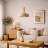 Suspension moderne en travertin authentique Ø 20 cm | Cerclio - LuminaSeat