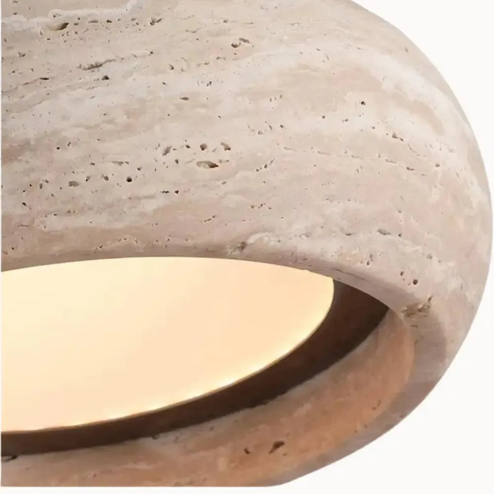 Suspension moderne en travertin authentique Ø 20 cm | Cerclio - LuminaSeat