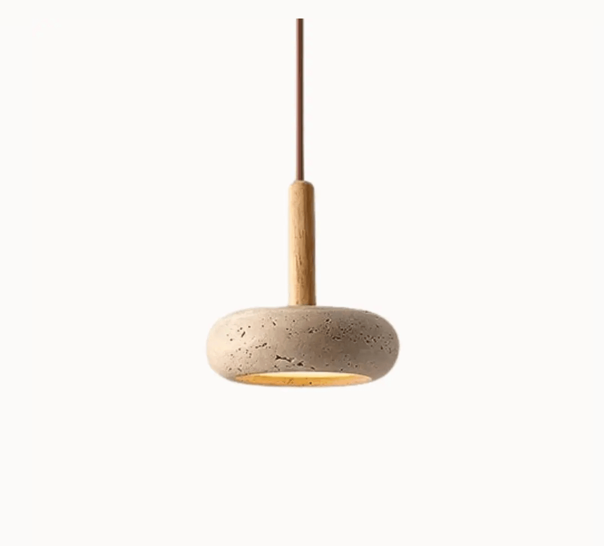 Suspension moderne en travertin & bois | Travert - LuminaSeat