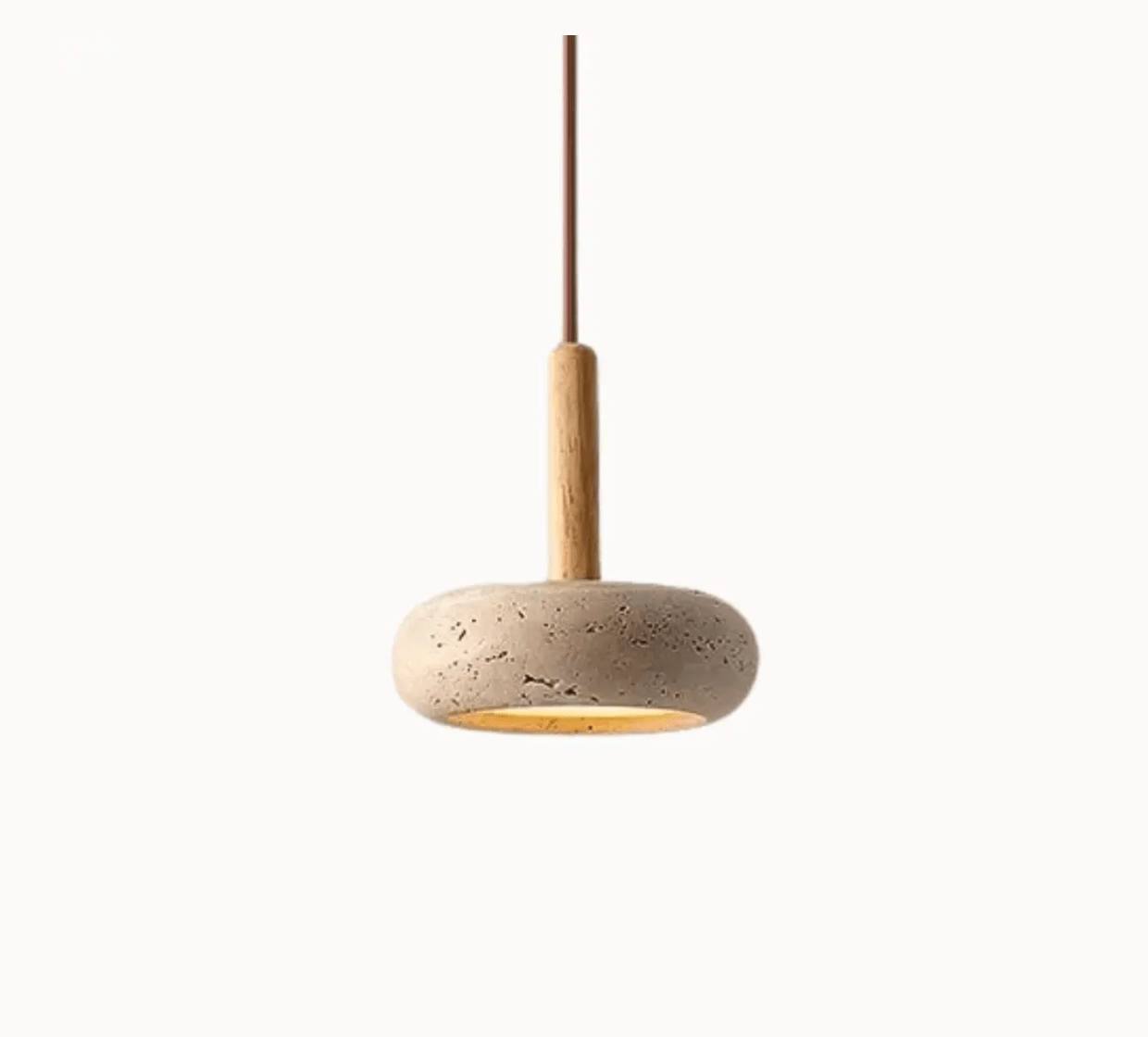 Suspension moderne en travertin & bois | Travert - LuminaSeat