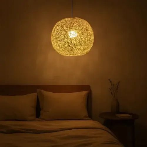 Suspension rotin & bambou design sphérique | Luciano - LuminaSeat