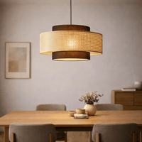 Suspension rotin naturel design nordique Ø 40 cm | Rilano - LuminaSeat