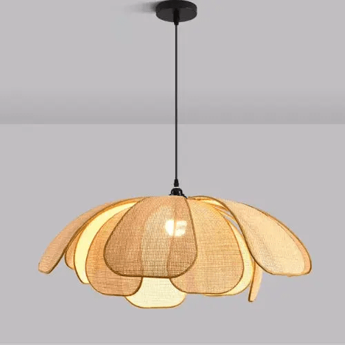 Suspension rotin naturel design pétales Ø 50 cm | Milano - LuminaSeat
