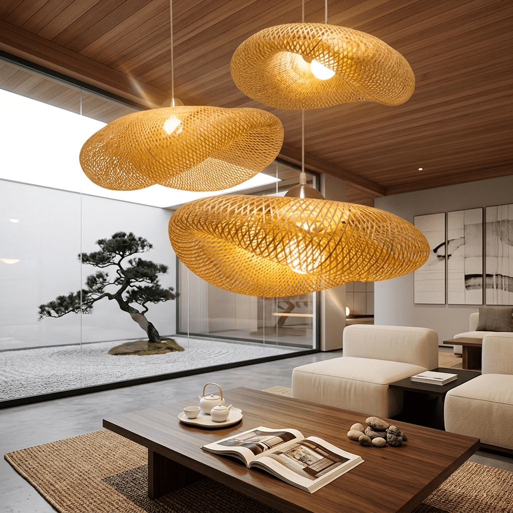 Suspension Scandinave en bambou Ø 40 cm | Nissa - LuminaSeat