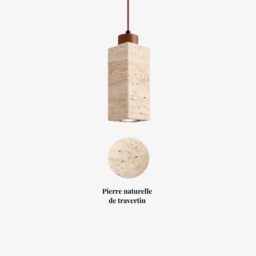 Suspension scandinave en travertin & bois | Niveoli - LuminaSeat